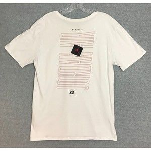 AIR JORDAN Center Jumpman 23 Logo T Shirt Large White Short Sleeve‎ Basketball